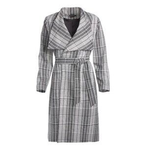Alice + Olivia Ginny Plaid Wrap Wool Blend Coat